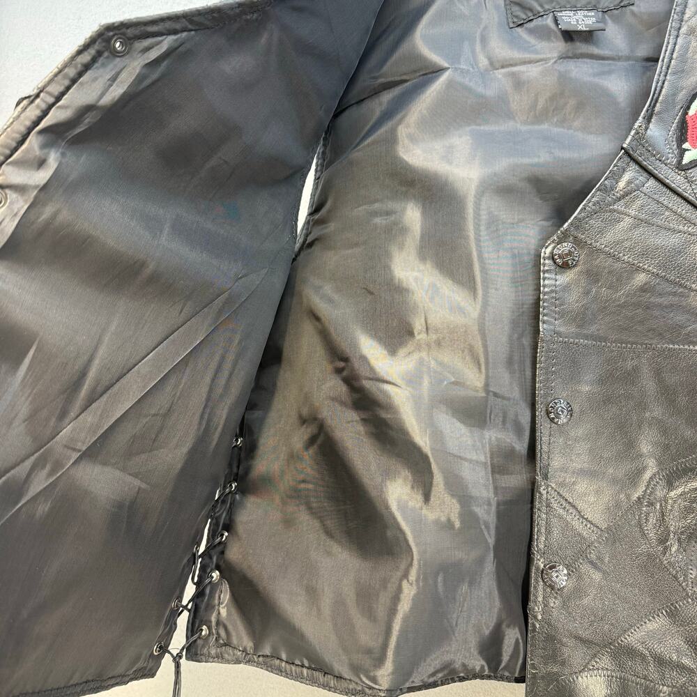Diamond Plate Leather Vest Women's XL Black Leather Love to Ride Lined - Picture 4 of 14